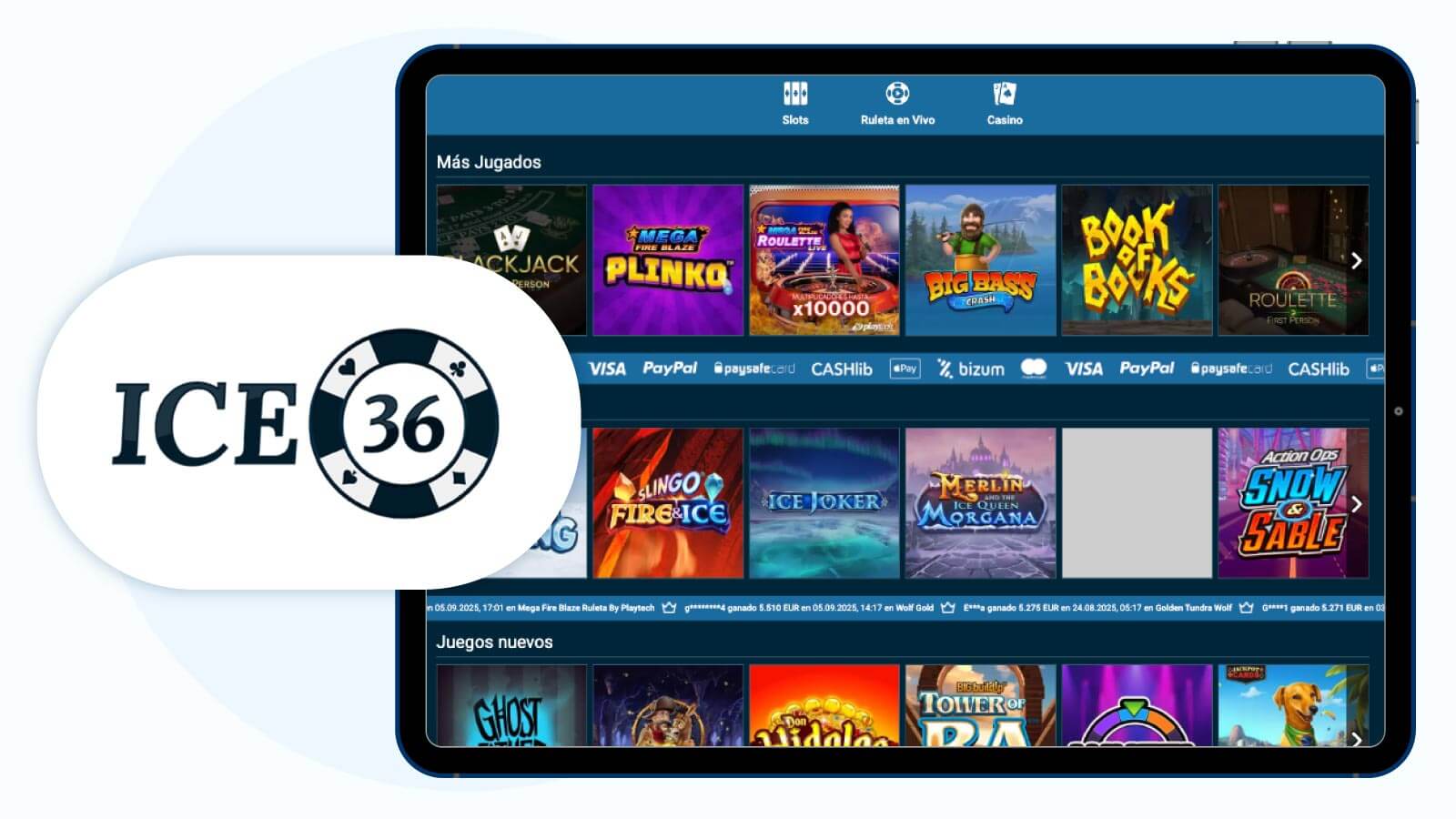 Mejor Casino PayPal con Más Tragaperras: ICE36 Casino