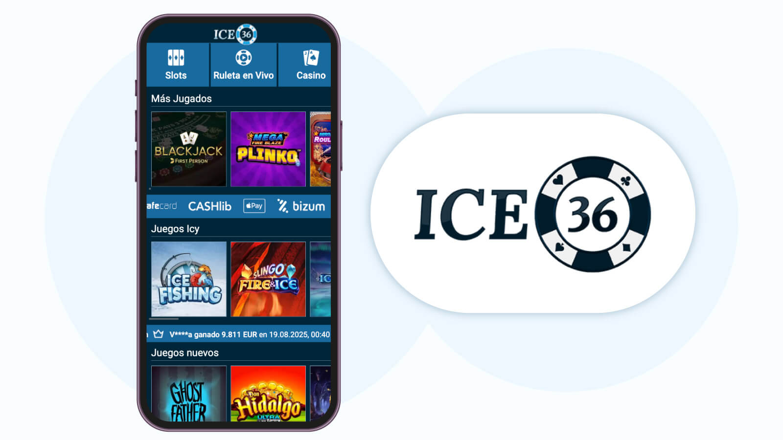 ICE36 - Mejor Casino Móvil con Criptomonedas