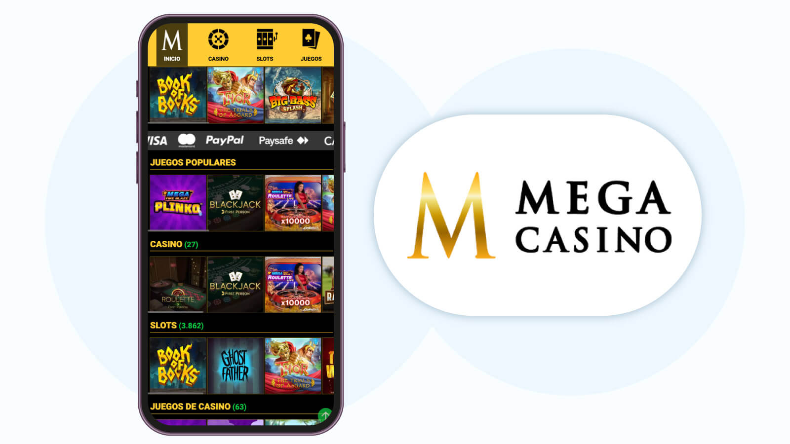 Mega Casino - Mejor Casino Móvil por Variedad de Juegos