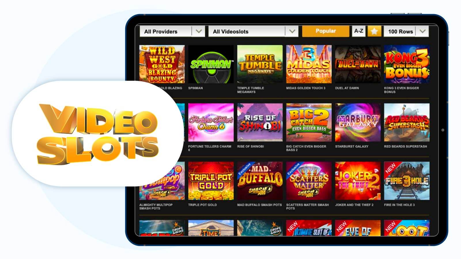 Videoslots Casino - Mejor casino con dinero real por variedad de juegos